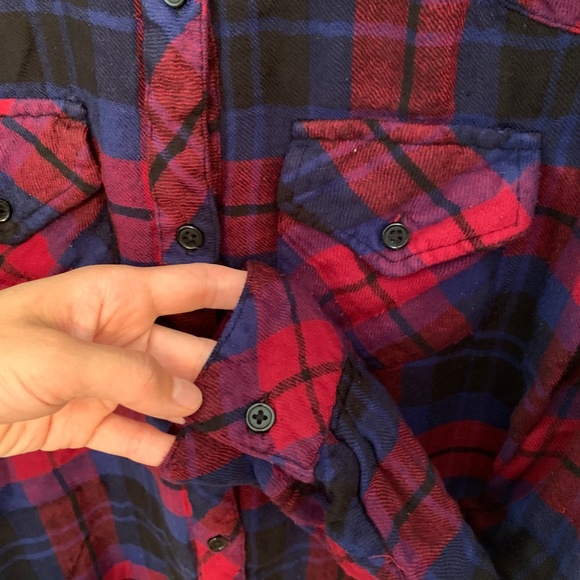 Rails Deep Red and Blue Flannel - Picture 3 of 3